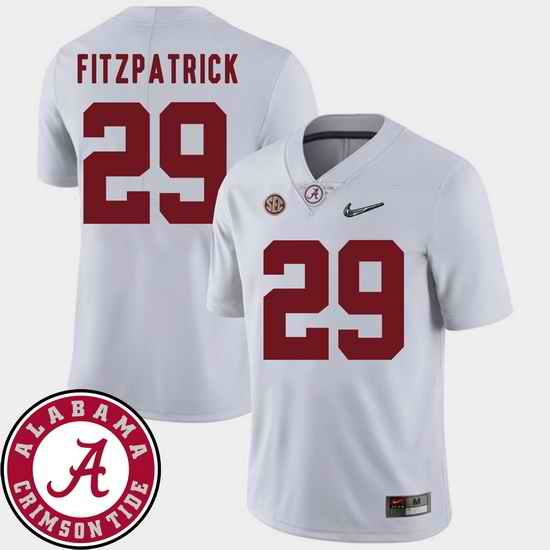 Men Alabama Crimson Tide Minkah Fitzpatrick White College Football Sec Patch 2018 Jersey